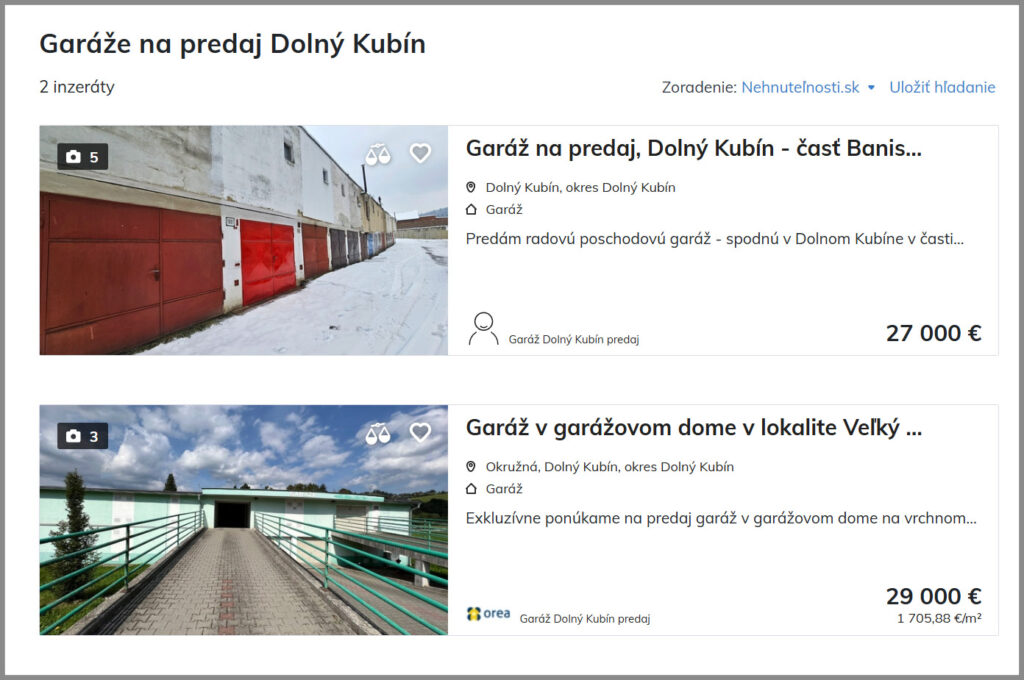 garáž Dolný Kubín